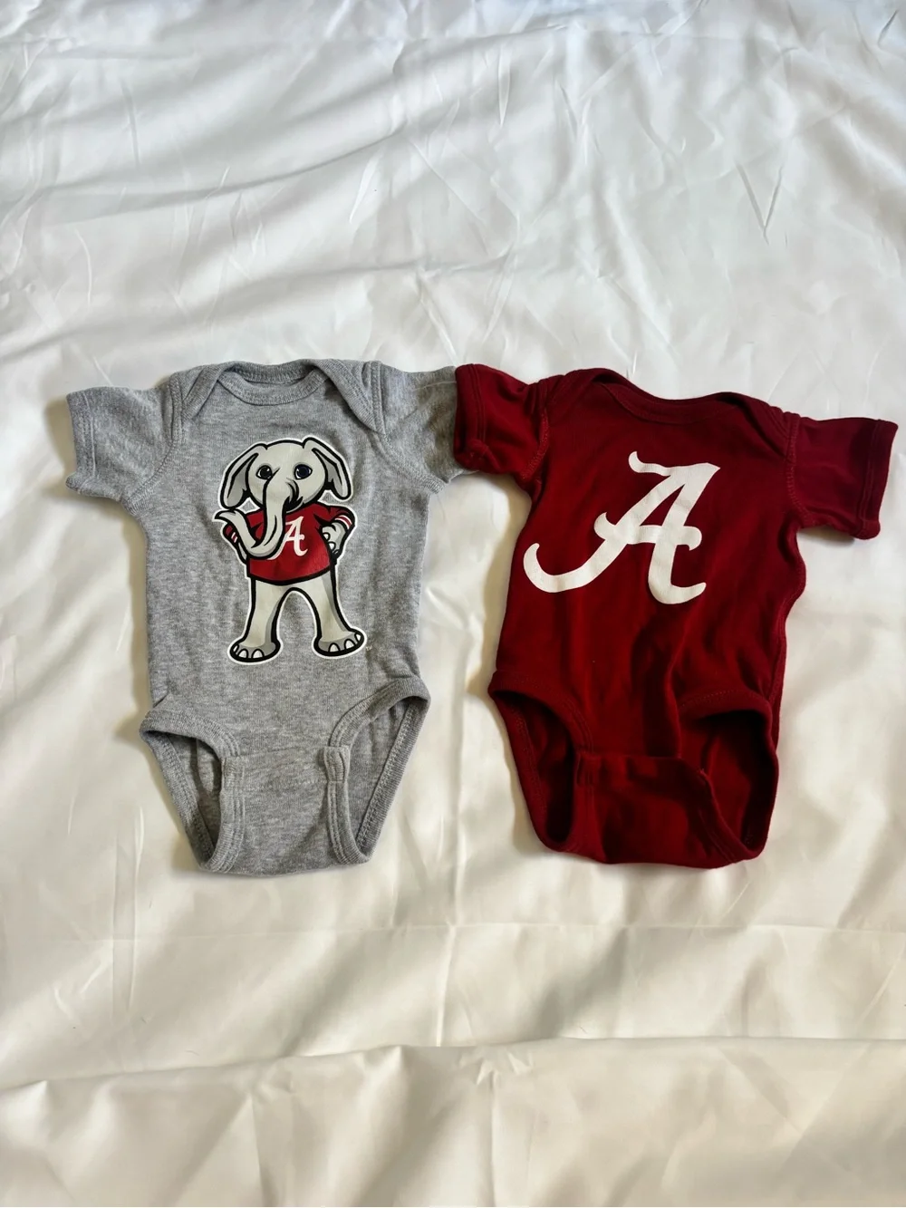 2-Pack Newborn Alabama Crimson Tide Baby Bodysuits Script A Elephant Gray